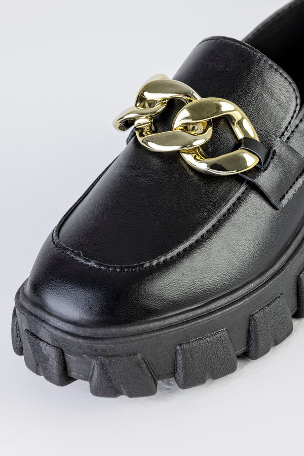 Chunky sole loafers with chain