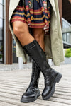Lace-up long boots