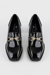 Heeled patent women shoes with chain
