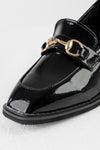 Heeled patent women shoes with chain
