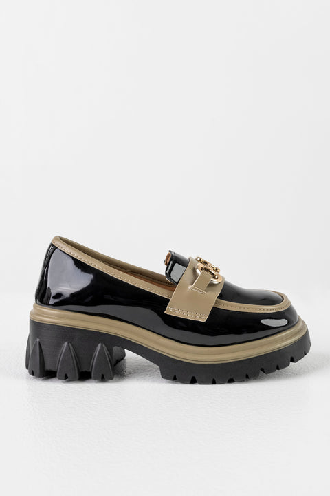 Chunky sole loafers with chain