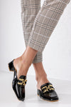 Heeled mules with chain