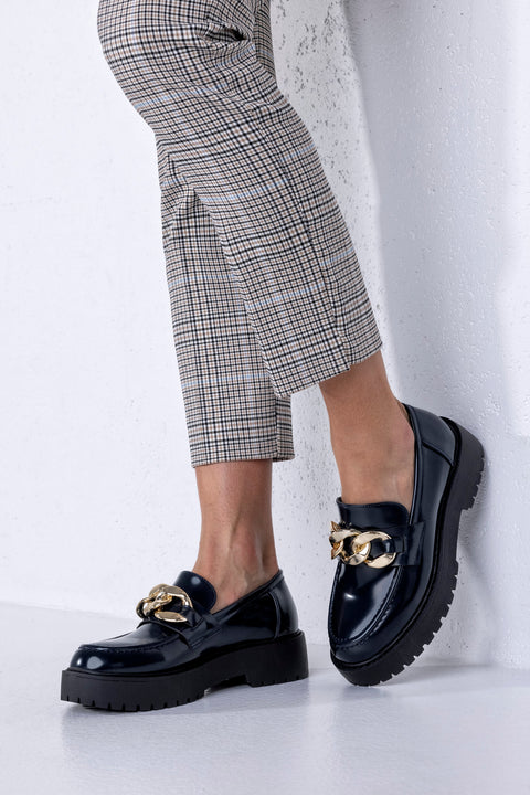 Chunky sole loafers with chain