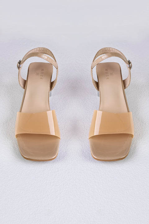 Transparent one strap  heeled shoes