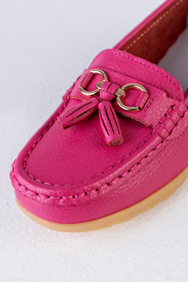 Mocassins en cuir à pompons