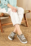 Lace-up, flat sole textile sneakers