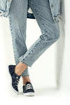 Lace-up, flat sole textile sneakers
