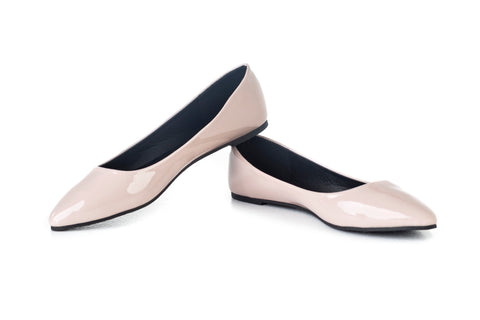 Pointed toe patent ballerinas