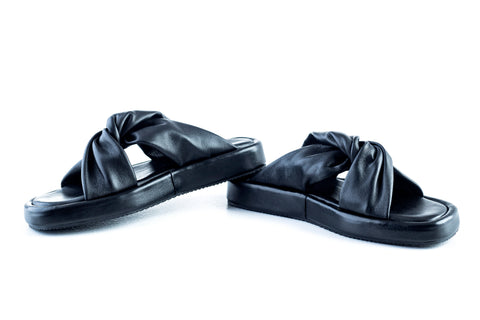 Leather, flatform, slide sandals