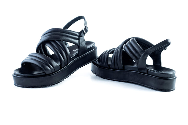 Lether, puffy, flatforam sandals