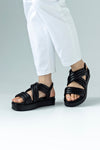 Lether, puffy, flatforam sandals