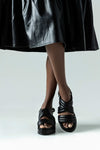 Lether, puffy, flatforam sandals