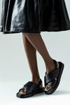 Leather crossover straps sandals