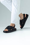 Leather crossover straps sandals