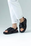Leather crossover straps sandals