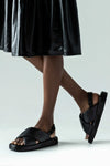 Leather crossover straps sandals