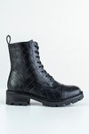 Lace-up, woven look boots