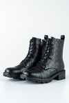 Lace-up, woven look boots