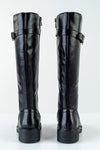 Lace-up long boots with buckle