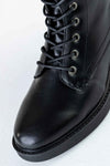 Lace-up long boots with buckle