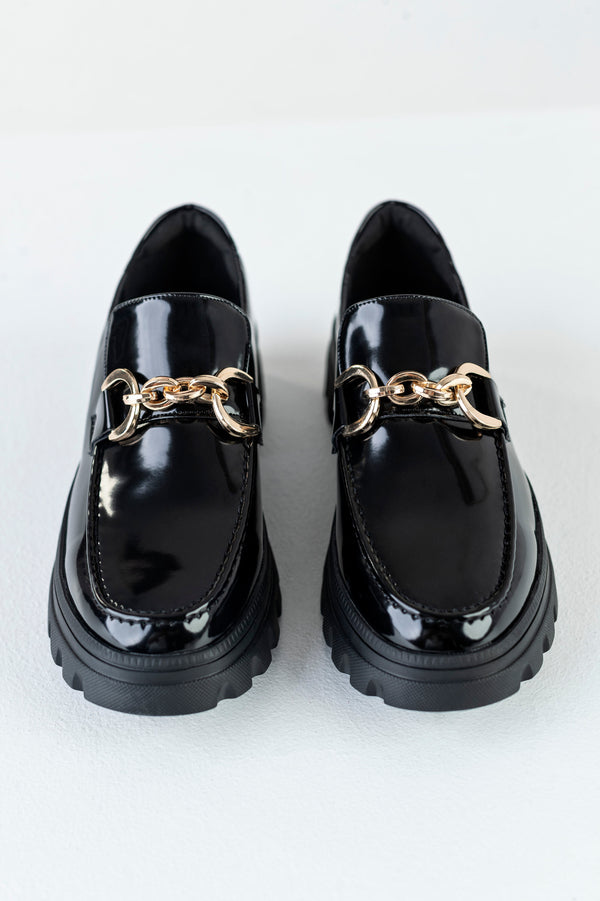 Chunky sole loafers with chain
