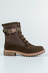 Leather lace-up boots with buckle
