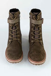 Leather lace-up boots with buckle