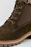 Leather lace-up boots with buckle