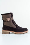 Leather lace-up boots with buckle