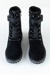 Leather lace-up boots with buckle