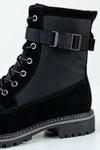 Leather lace-up boots with buckle