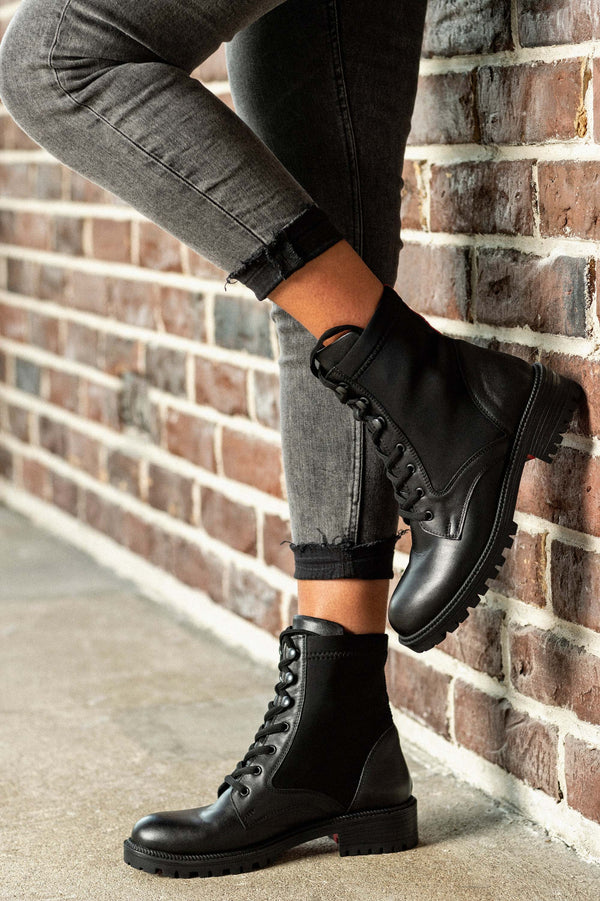 Leather lace-up boots