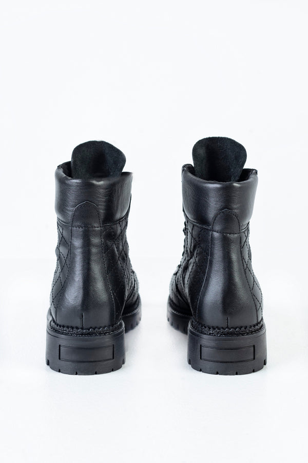 Leather lace-up boots