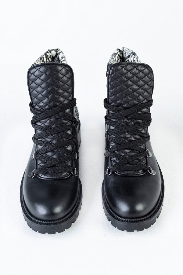 Leather lace-up boots