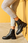 Leather lace-up boots