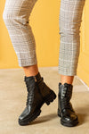 Leather lace-up boots