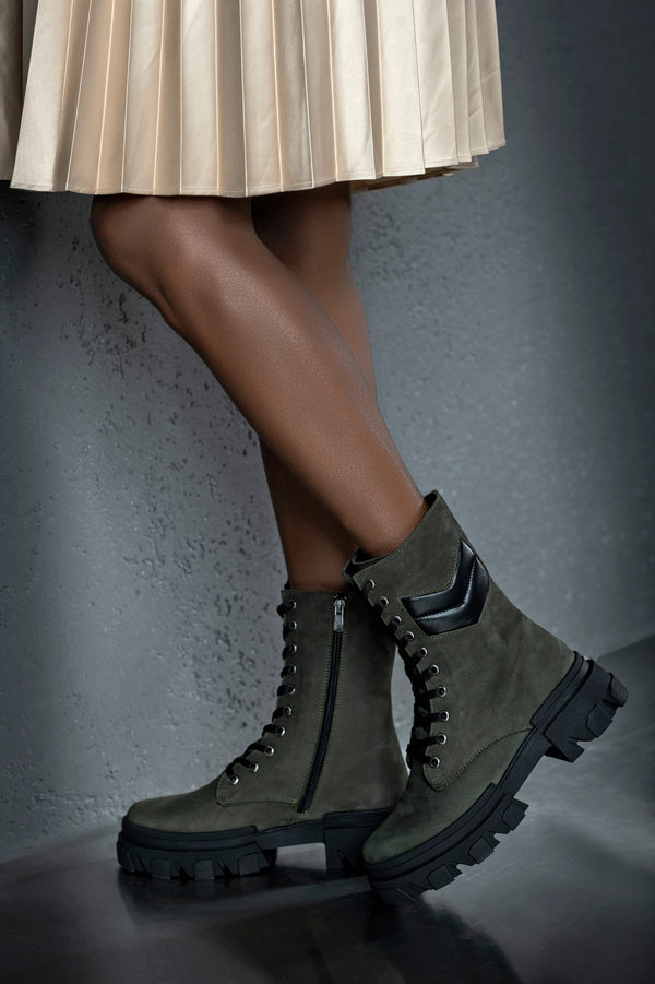 Leather lace-up boots