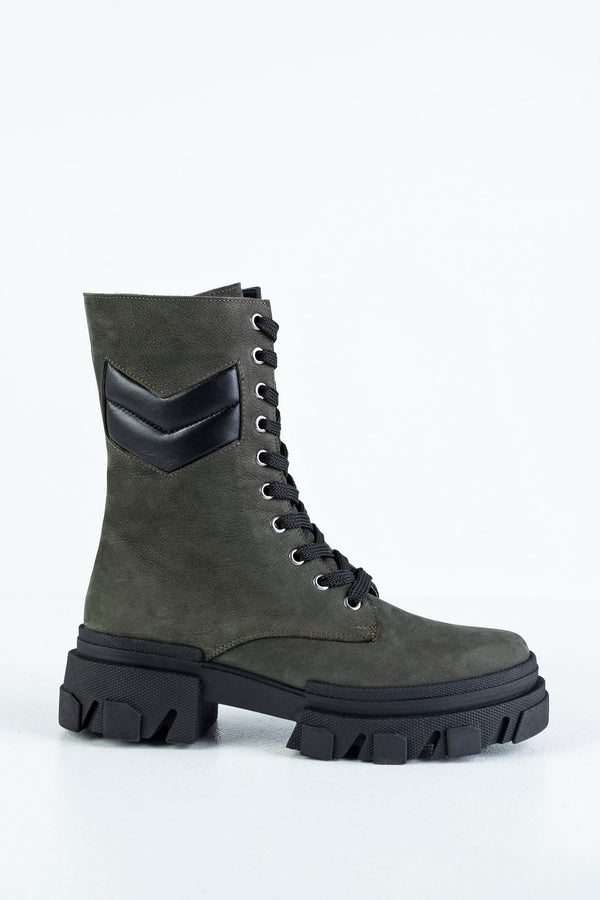 Leather lace-up boots