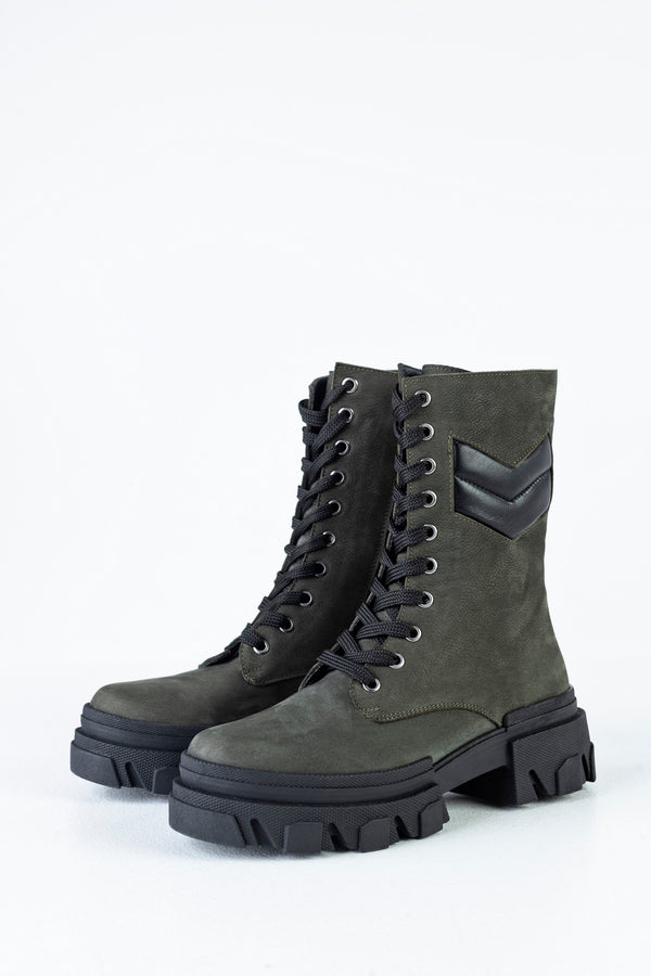Leather lace-up boots
