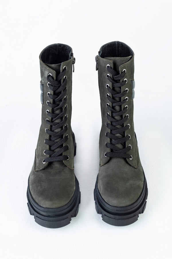 Leather lace-up boots