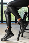Leather quilted boots