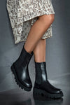 Leather high top chelsea boots