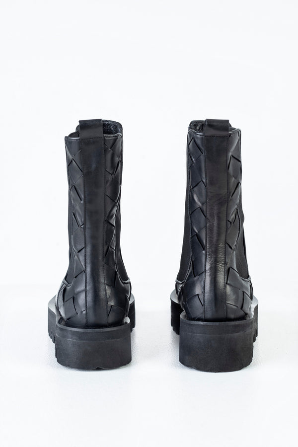Leather high top chelsea boots
