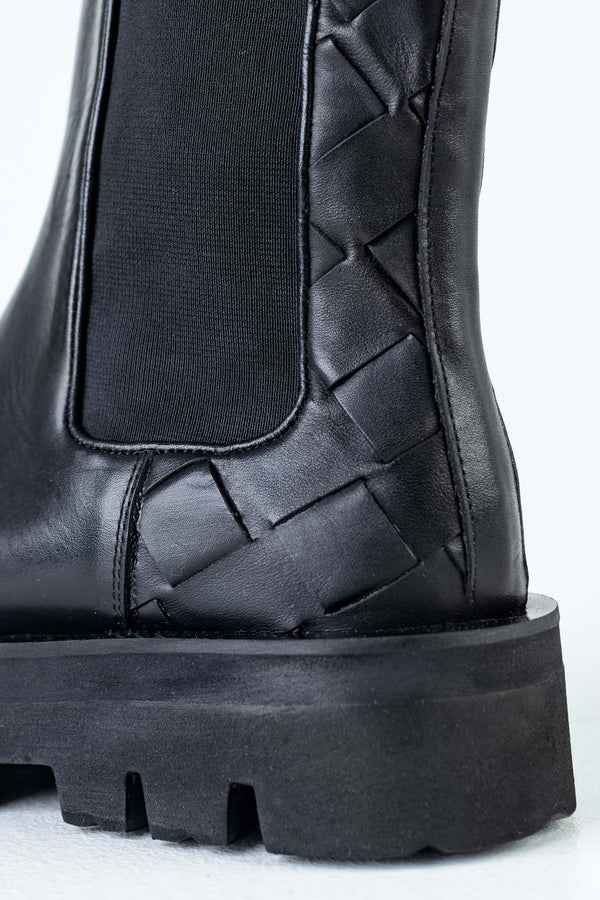Leather high top chelsea boots