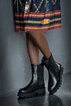 Leather high top chelsea boots