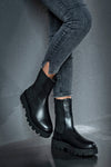 Leather high top chelsea boots