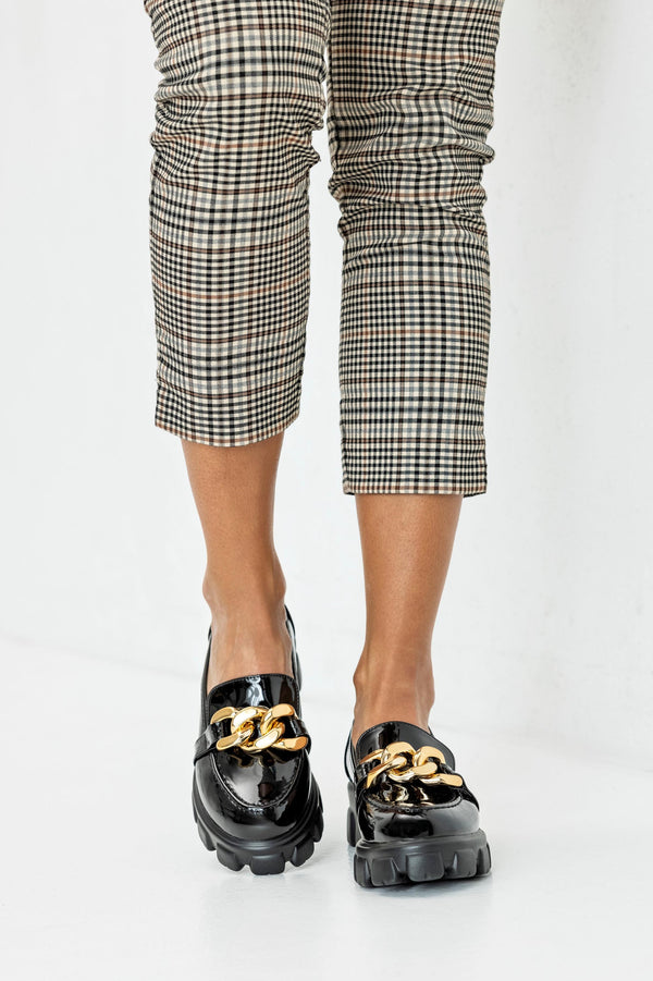 Chunky sole loafers with chain