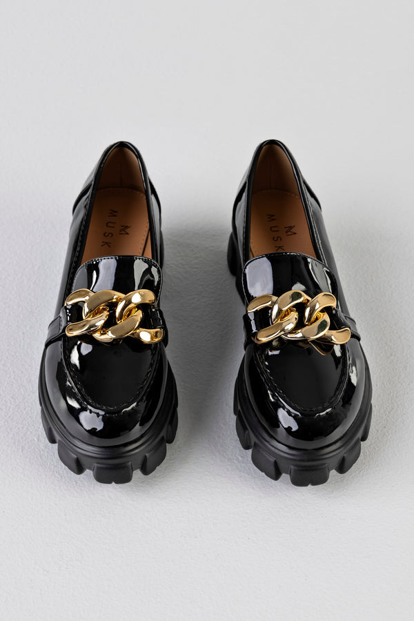 Chunky sole loafers with chain