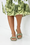 Twist vamp slide sandals
