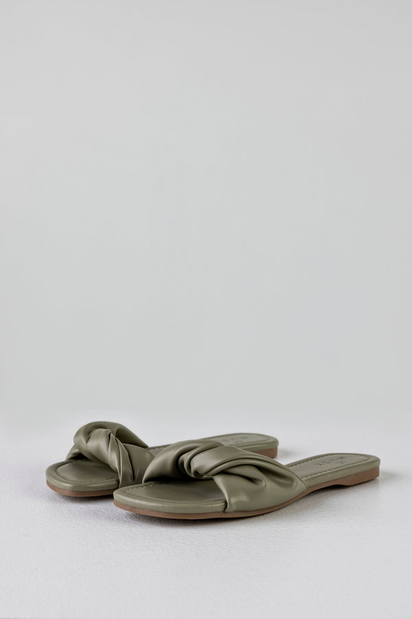 Twist vamp slide sandals